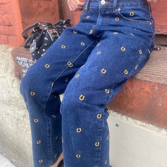 BDG High Waisted Cowboy Horseshoe Denim Jeans size 26 Urban Outfitters Concert - Picture 3 of 14